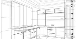 a prospective drawing of a new kitchen