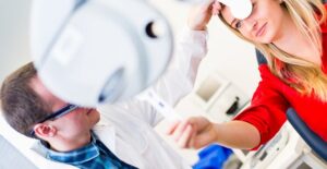 a woman undergoing cataract treatment