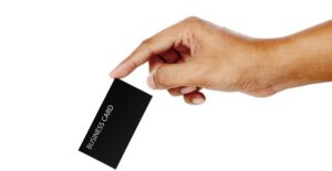 a business card bought from a local printer