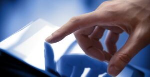a user interacts with the interface on a tablet