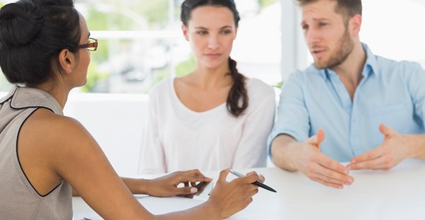 A couple discusses what they are looking for in therapy with a potential marriage counselor.