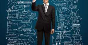 Nerdy Guy Drawing On Chalkboard