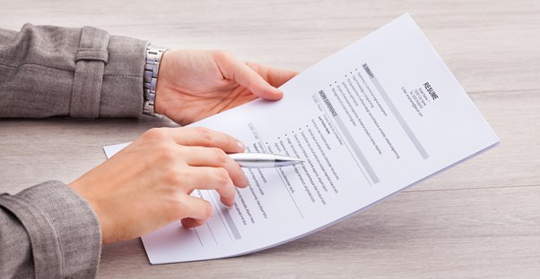 HR manager critiques the resume of a potential employee