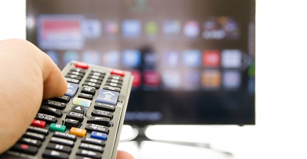 A customer tests out a smart tv