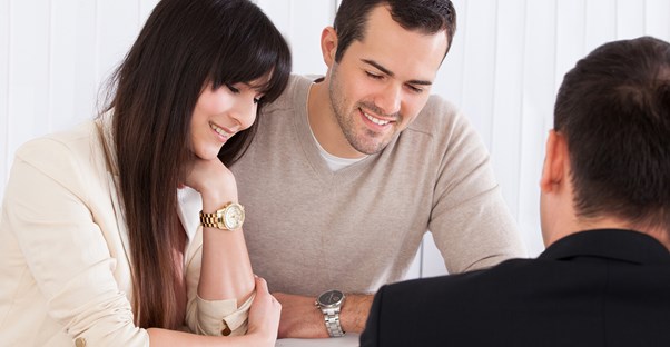 An insurance agent gets along with his clients