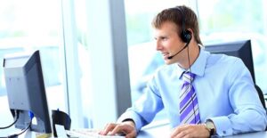 Insurance agent busy at work