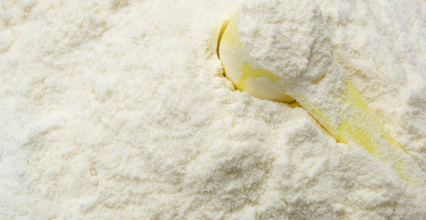 a pile of powdered baby formula