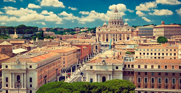 st. peter's sits atop vatican hill in the bright sunshine