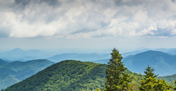 clouds roll over the appalachian mountains