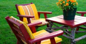 Outdoor furniture protected against weather