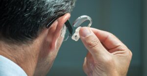 a man wearing a hearing aid