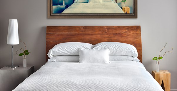 a luxury sydney hotel room is stylishly arranged