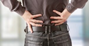 a woman suffering from sciatica