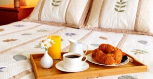 a breakfast tray is delivered to a sonoma bed and breakfast room
