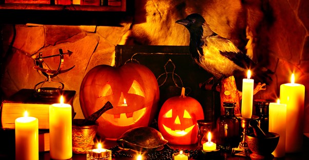 Halloween decorations on a table
