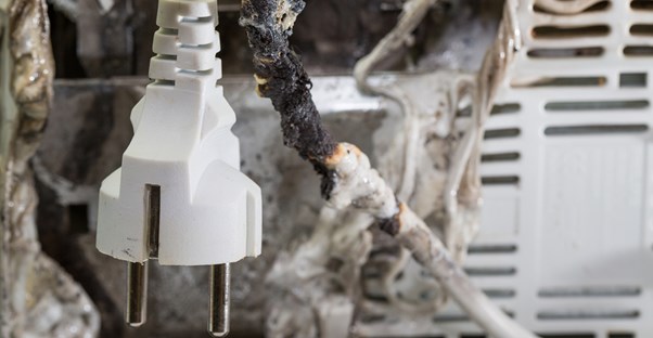 Scorched appliance plug