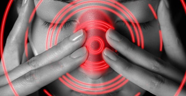 a woman suffering from sinusitis