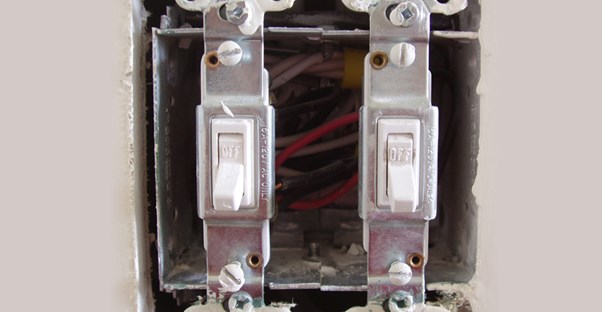 An exposed light switch