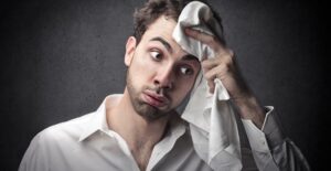 man sweating from hyperhidrosis
