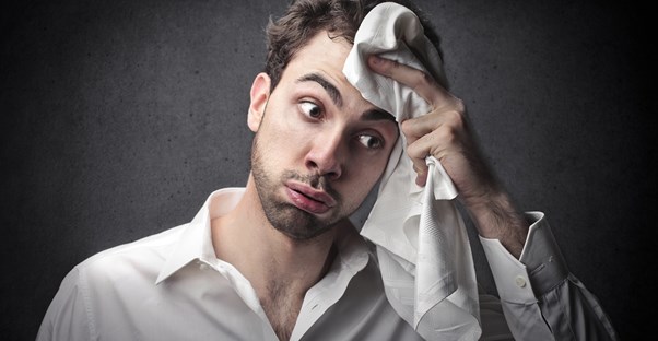 man sweating from hyperhidrosis