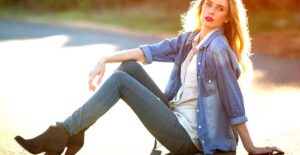 Girl modeling ankle boots