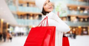 A woman out holiday shopping