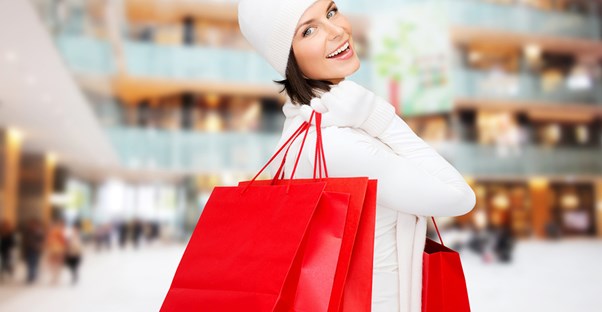 A woman out holiday shopping