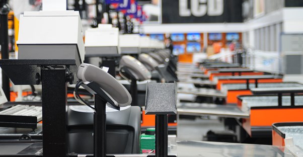 A cash register at a black friday sale