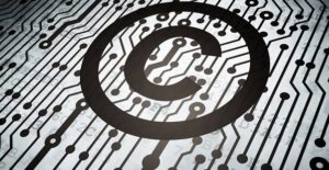 Copyright on a digital looking background