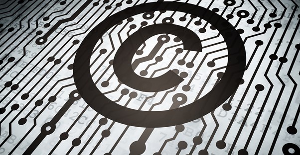 Copyright on a digital looking background