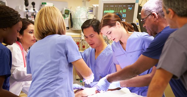 medical experts working on a patient suffering from a life-threatening allergic reaction