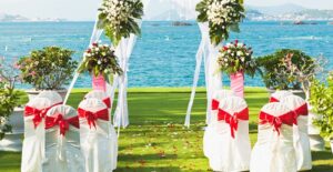 Chairs set up for a wedding