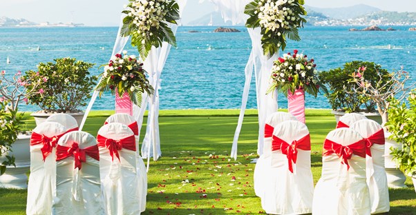 Chairs set up for a wedding