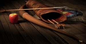 A bow and arrow from a hunger games costume