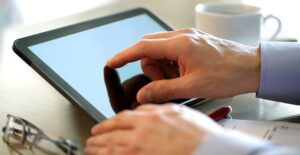 Man testing out one of the best tablets available