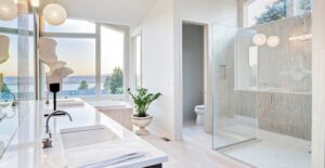 A bathroom with new countertops