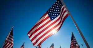 An American flag on Veterans Day
