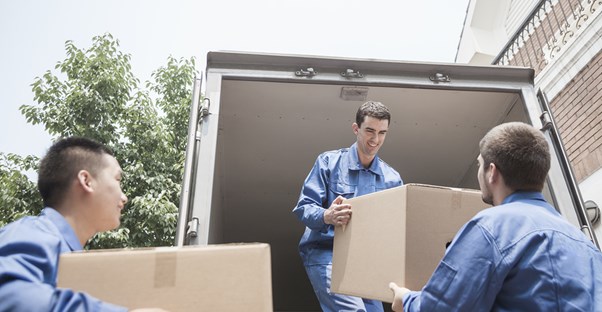 Movers helping a family relocate