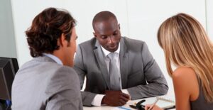 Two parties working with a professional mediator