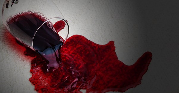 Spilled red wine on carpet