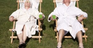 A couple enjoying their holiday staycation