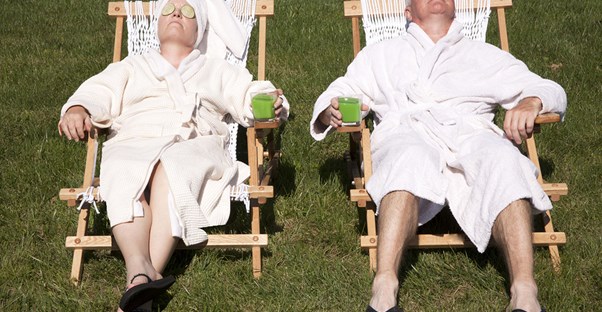 A couple enjoying their holiday staycation