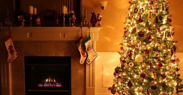 A decorated artificial christmas tree
