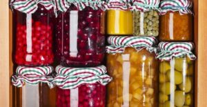 Jars of properly stored foods