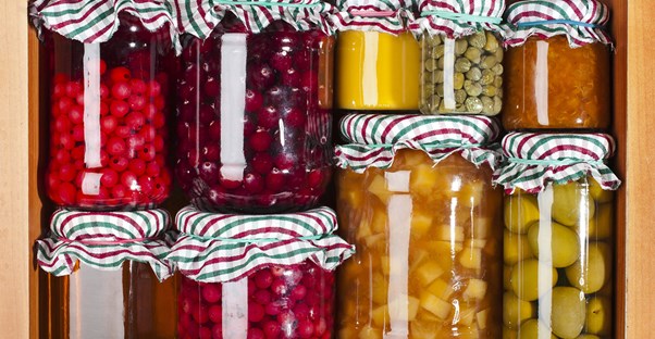 Jars of properly stored foods