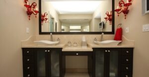 A newly installed bathroom sink.