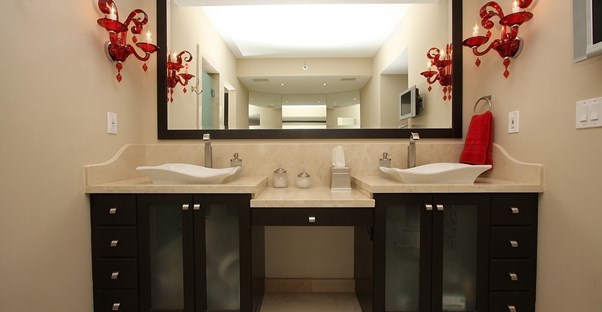 A newly installed bathroom sink.