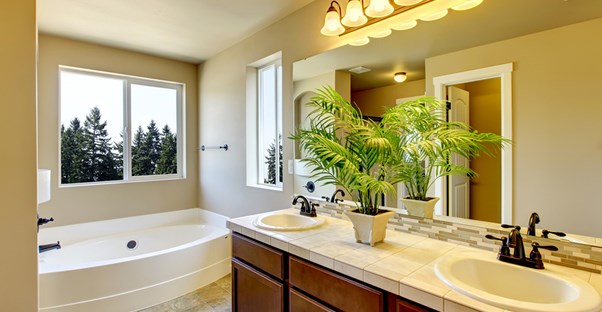 A well-lit bathroom.