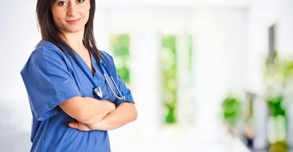Physician assistant takes a break at work