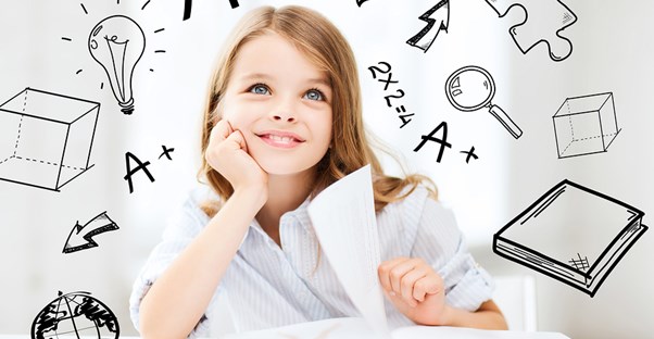 A homeschooled girl brainstorming.
